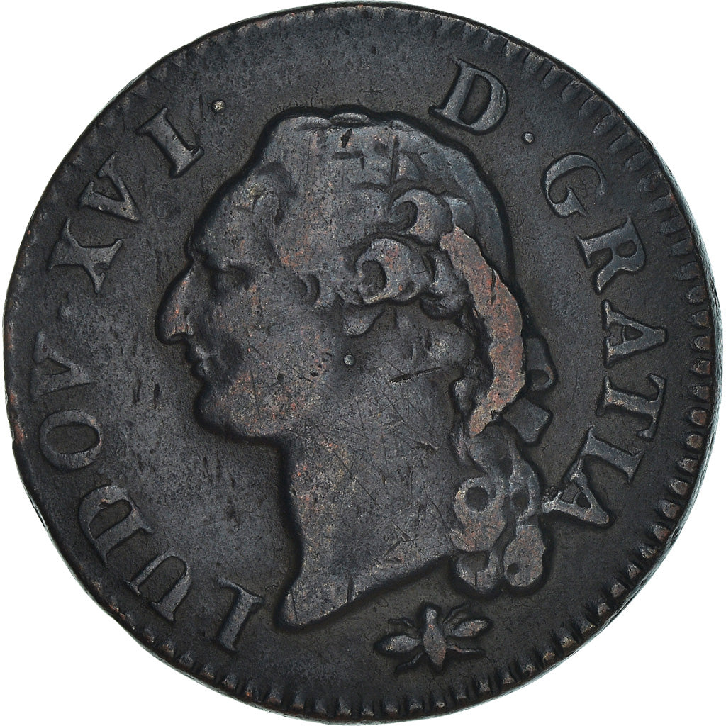 Monnaie, France, Louis XVI, Sol ou sou, Sol, 1788, Lyon, TTB+, Cuivre, KM:578.5