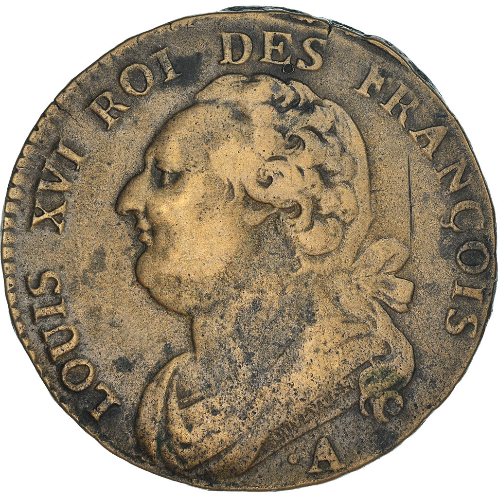 Moeda, França, Louis XVI, 12 Deniers, 1791, Paris, AU(50-53), Bronze, KM:600.1