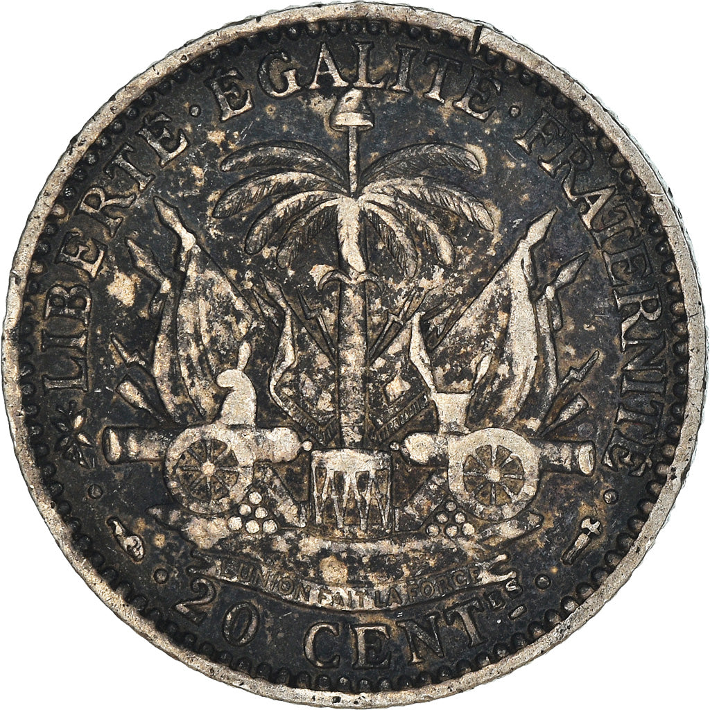 Coin, Haiti, 20 Centimes, 1890, AU(50-53), Silver, KM:45