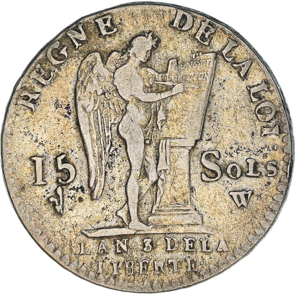 Moneta, Francia, 15 sols françois, 15 Sols, 1/8 ECU, 1791, Lille, BB+, Argento