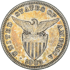 Coin, Philippines, 20 Centavos, 1903, MS(60-62), Silver, KM:166