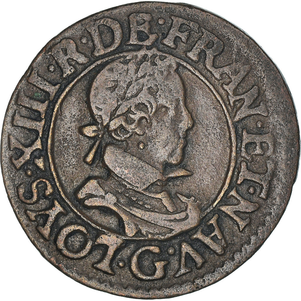Münze, Frankreich, Louis XIII, Double tournois, buste juvénile, Double