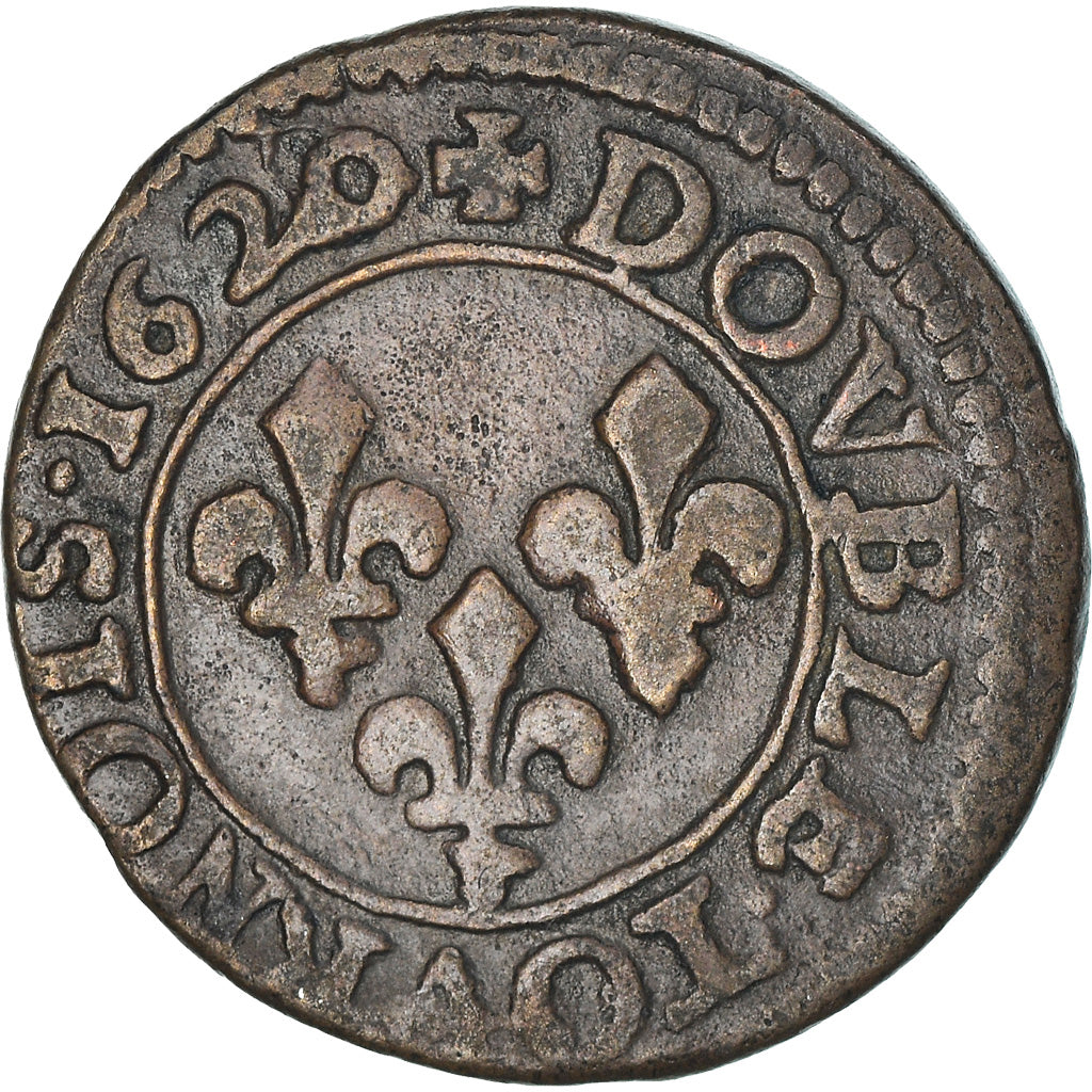 Münze, Frankreich, Louis XIII, Double tournois, buste juvénile, Double