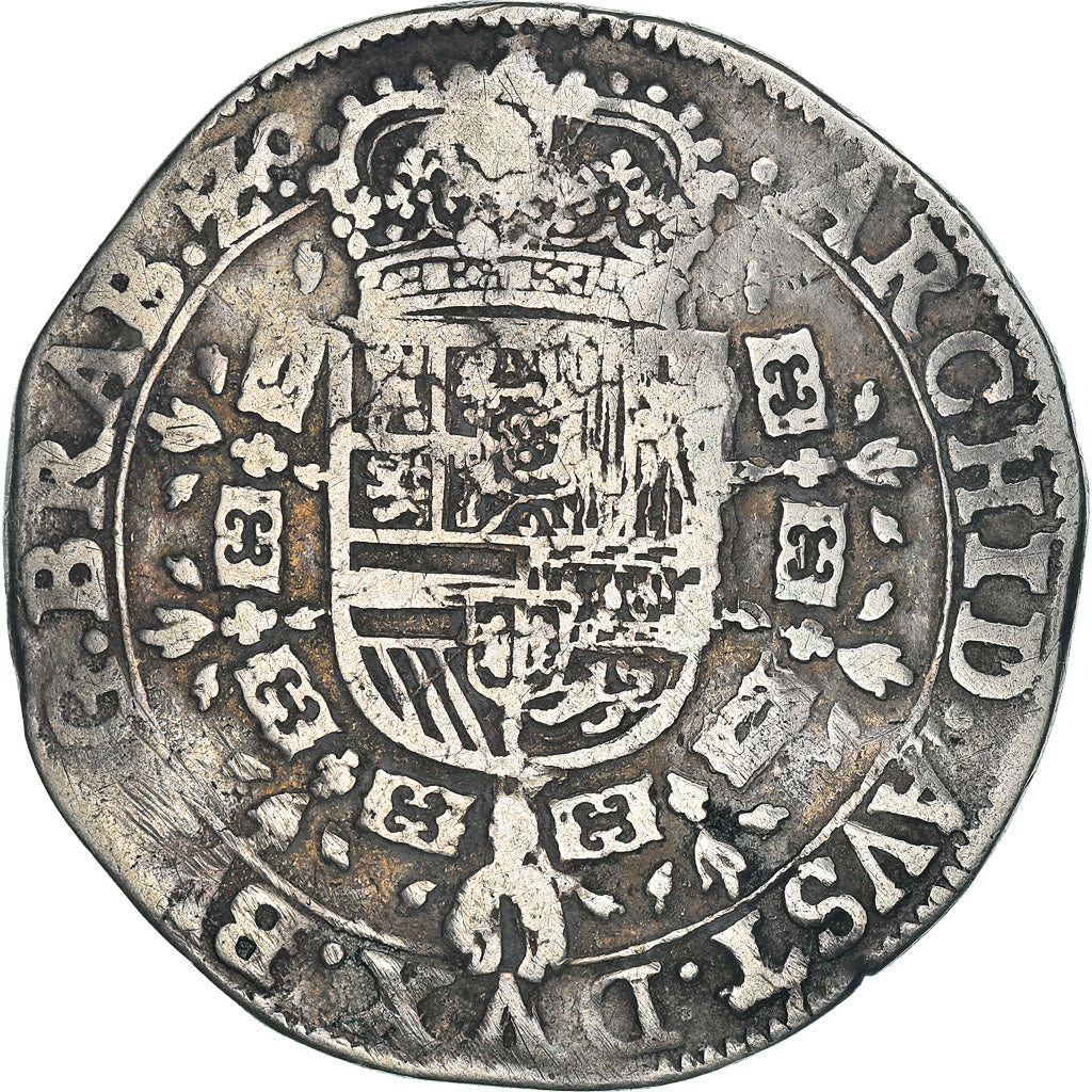 Coin, Spanish Netherlands, 1/2 Patagon, 1656, Brussels, AU(50-53), Silver