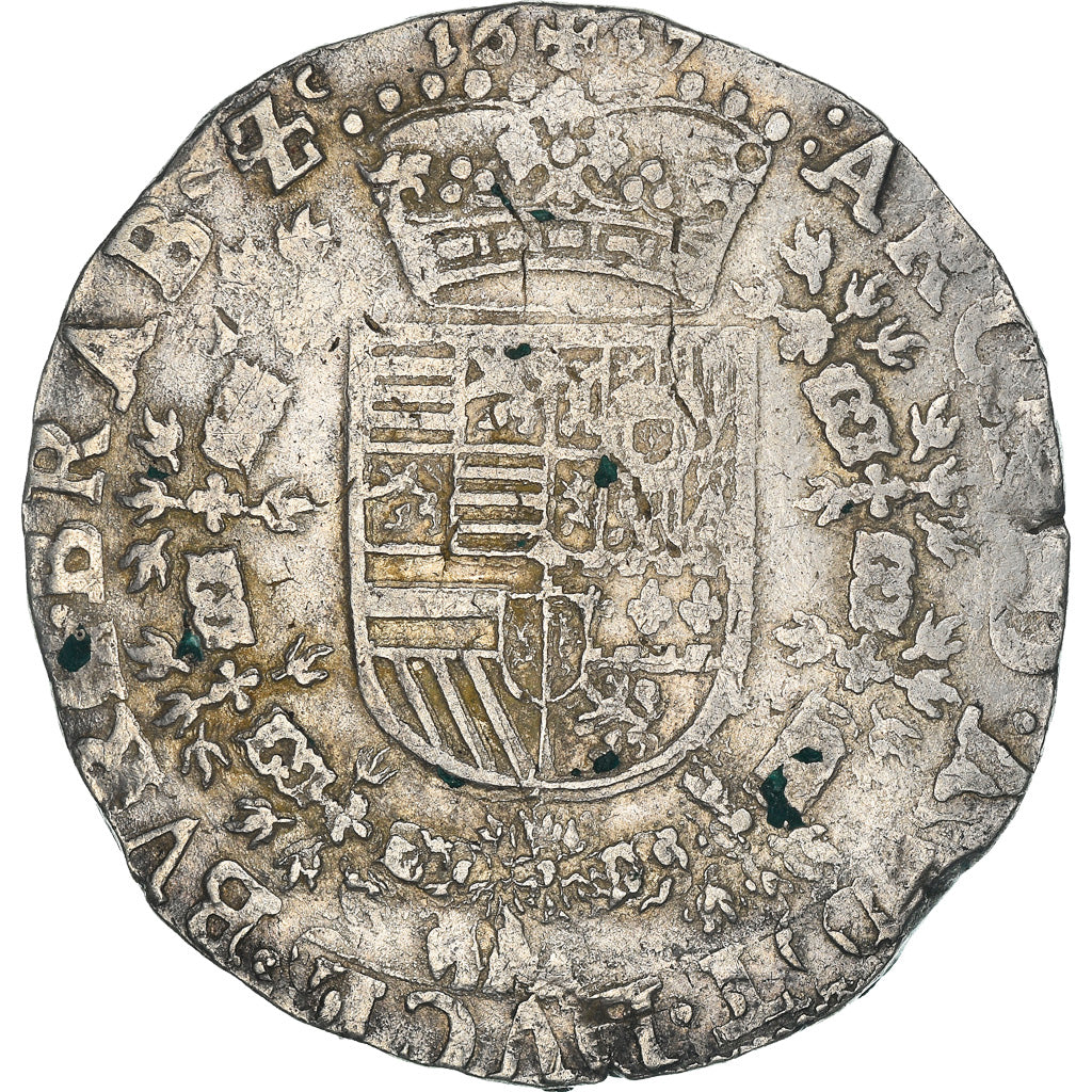 Coin, Spanish Netherlands, Patagon, 1617, Brussels, AU(50-53), Silver