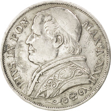 ITALIAN STATES, 2 Lire, 1867, Roma, KM #1379.2, EF(40-45), Silver, 9.92
