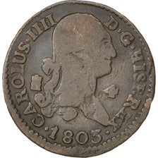 Spain, 4 maravedis, 1803, Segovia, KM #427, VF(20-25), Copper, 5.09