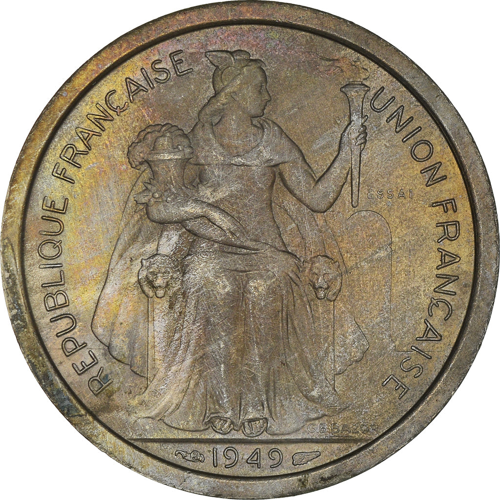 Münze, Neukaledonien, 2 Francs, 1949, Paris, ESSAI, VZ+, Nickel-Bronze, KM:E6