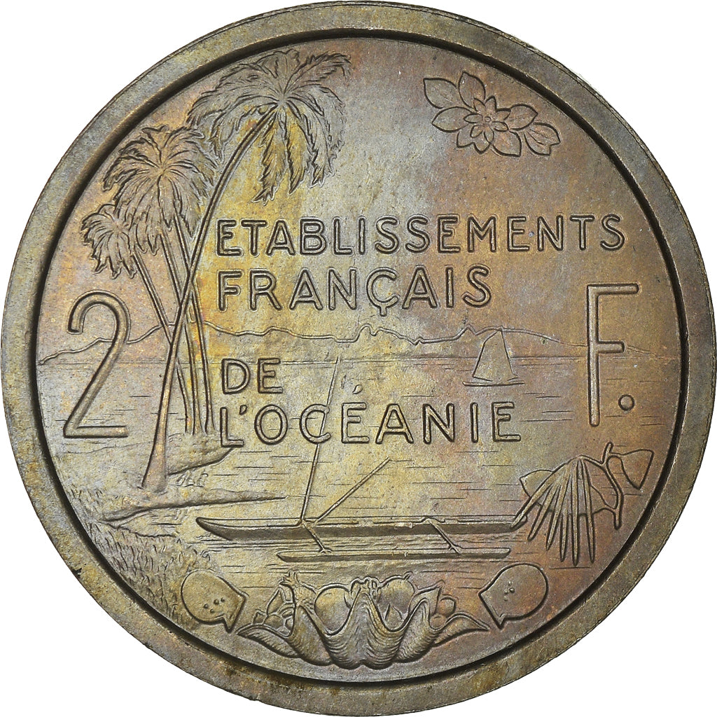 Coin, FRENCH OCEANIA, 2 Francs, 1949, Paris, ESSAI, MS(63), Copper-nickel, KM:E9
