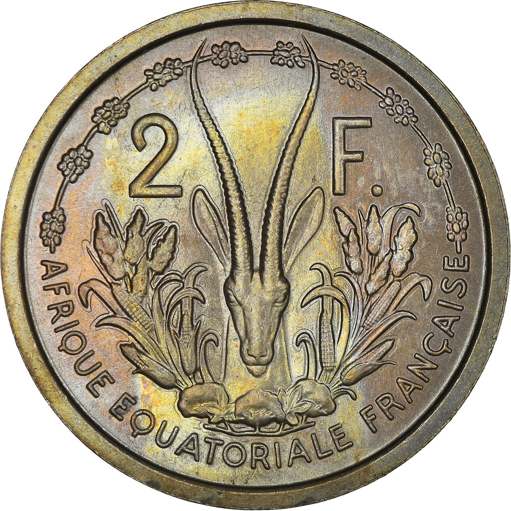 Moneda, África ecuatorial francesa, 2 Francs, 1948, Paris, FDC, Cobre -