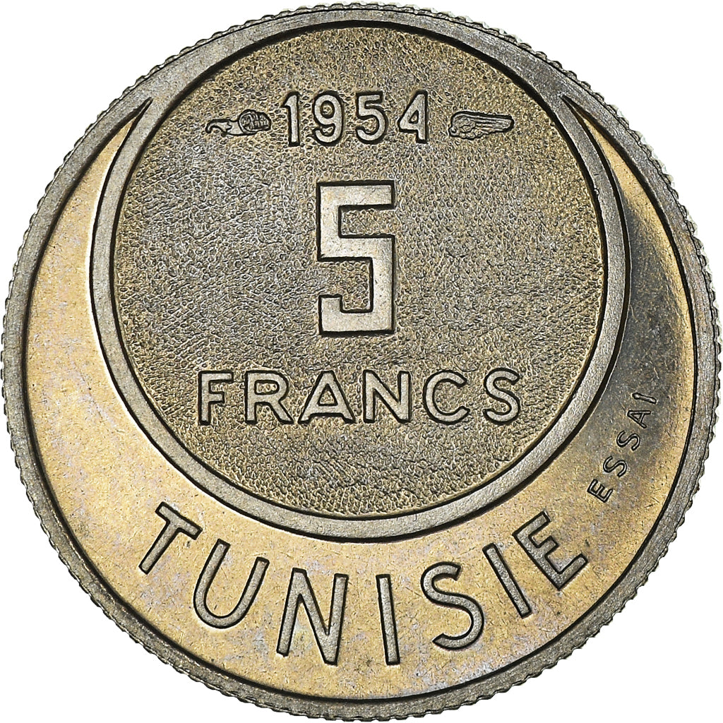 Münze, Tunesien, Muhammad al-Amin Bey, 5 Francs, 1954, Paris, VZ
