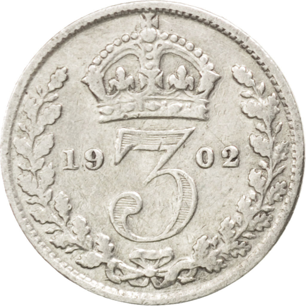 Great Britain, 3 Pence, 1902, KM #797.1, EF(40-45), Silver, 16.1, 1.35
