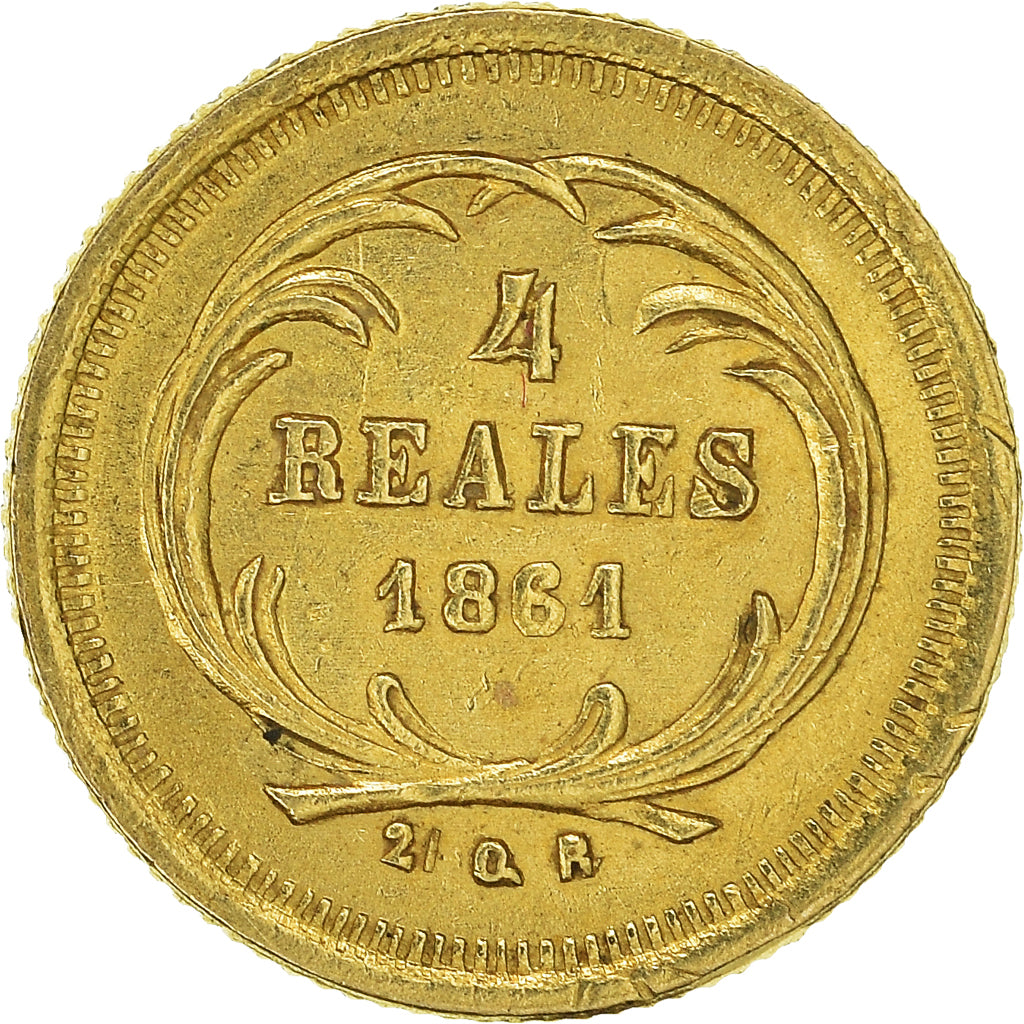 Moneda, Guatemala, 4 Reales, Cuatro, 1861, EBC, Oro, KM:135