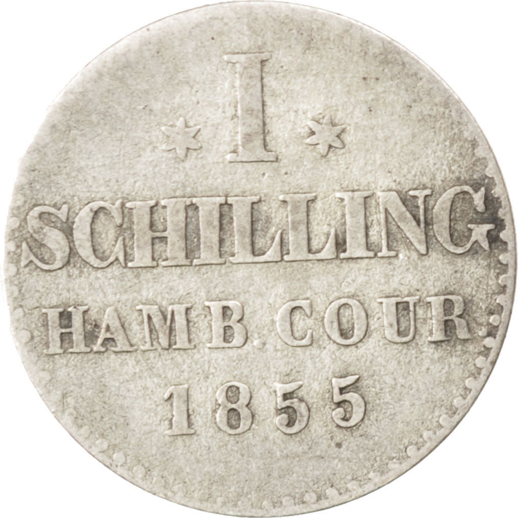 GERMAN STATES, Schilling, 1855, KM #586, VF(30-35), Silver, 1.00