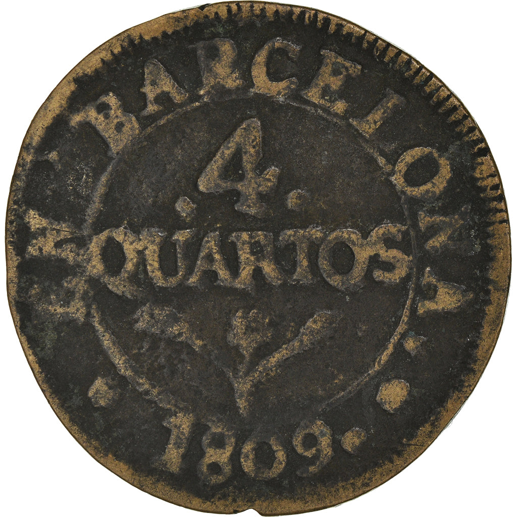 Moneta, Spagna, BARCELONA, Joseph (Jose) Napolean, 4 Quartos, 1809, Barcelona