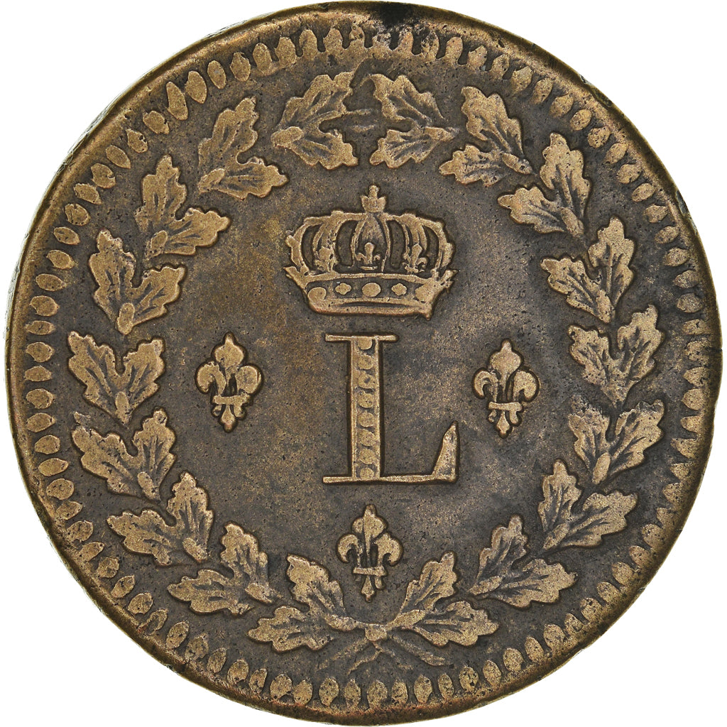 Moneta, Francja, Louis XVIII, Decime, 1814, Strasbourg, MS(60-62), Brązowy