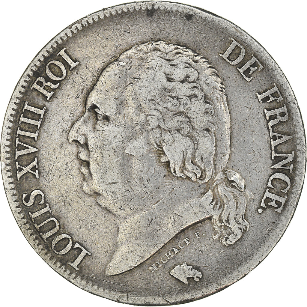 Moneta, Francja, Louis XVIII, Louis XVIII, 5 Francs, 1824, Paris, EF(40-45)
