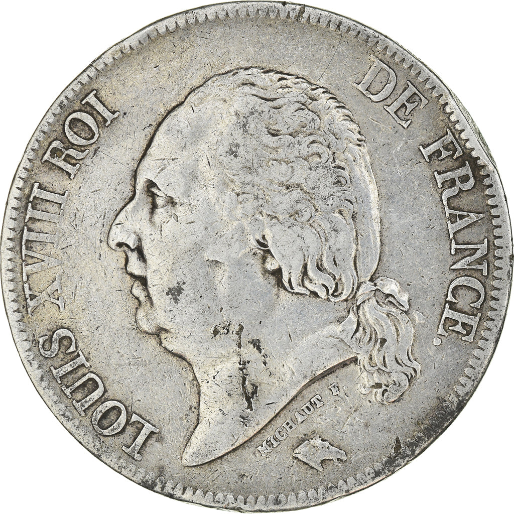 Coin, France, Louis XVIII, 5 Francs, 1824, Lille, EF(40-45), Silver, KM:711.13