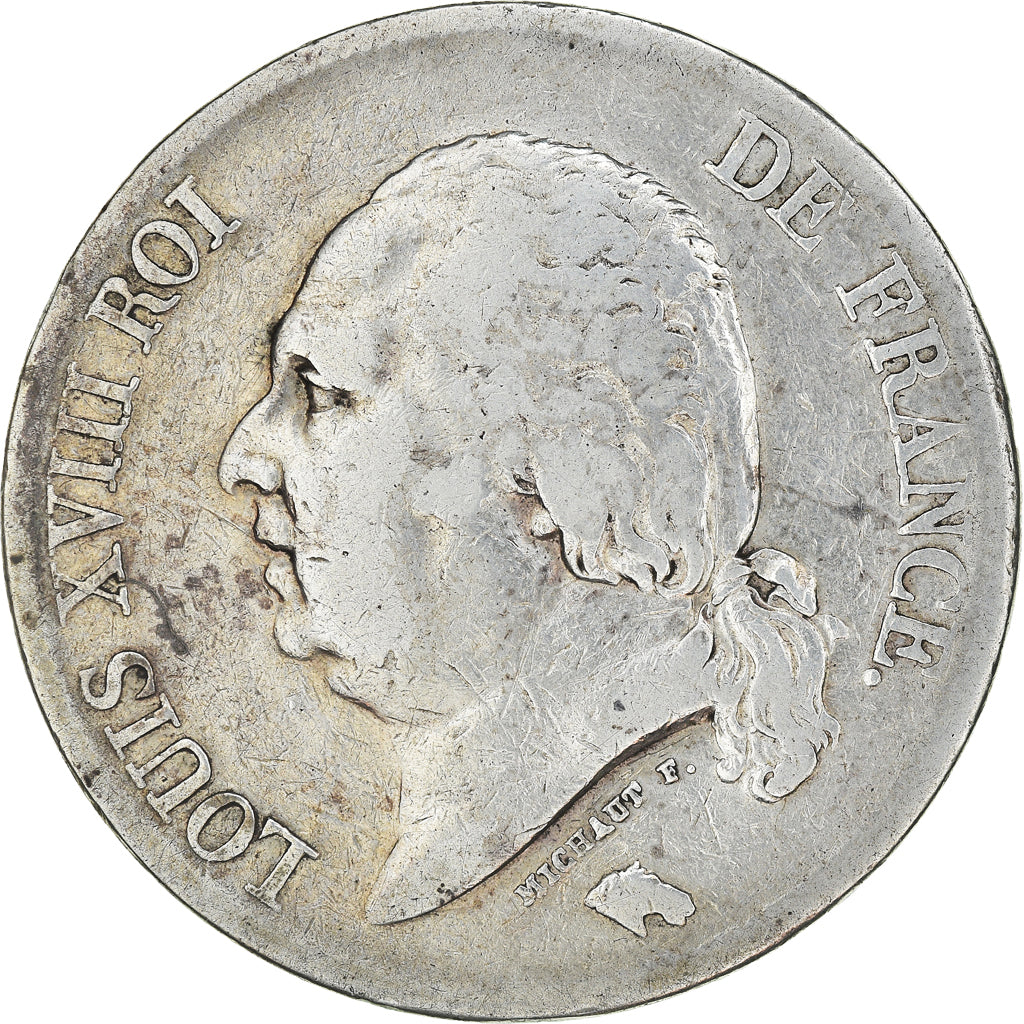 Munten, Frankrijk, Louis XVIII, 5 Francs, 1824, Lille, FR+, Zilver, KM:711.13