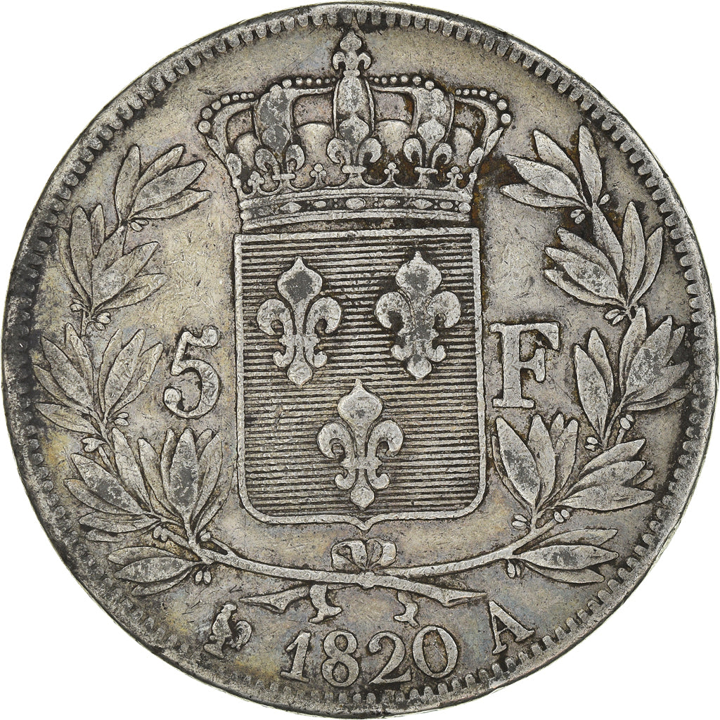 Moeda, França, Louis XVIII, Louis XVIII, 5 Francs, 1820, Paris, EF(40-45)