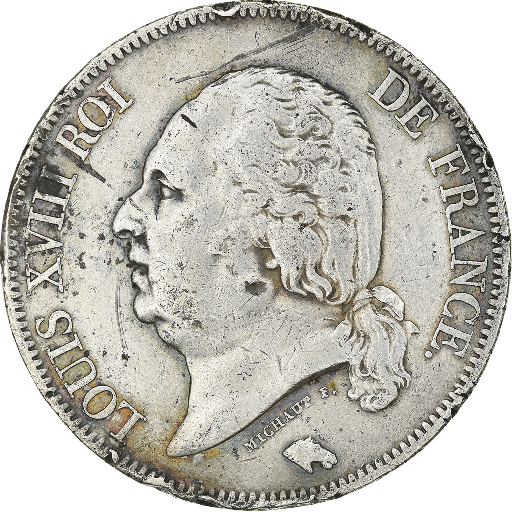 Munten, Frankrijk, Louis XVIII, Louis XVIII, 5 Francs, 1821, Paris, FR+, Zilver