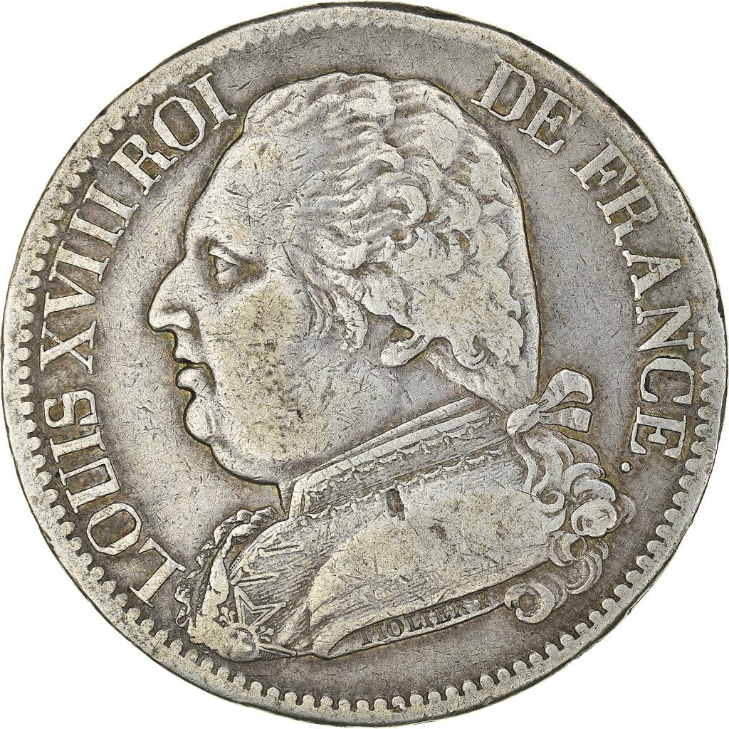 Coin, France, Louis XVIII, Louis XVIII, 5 Francs, 1814, Rouen, EF(40-45)