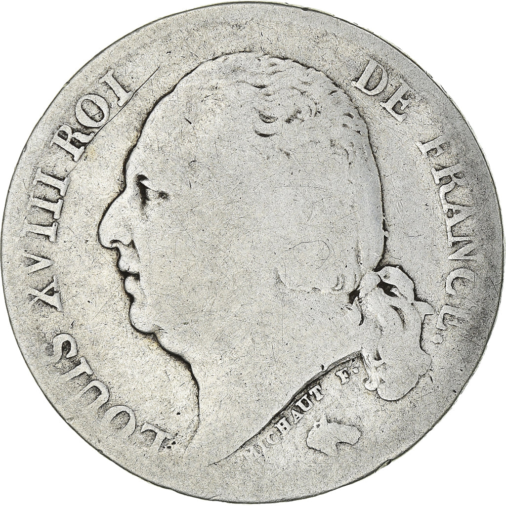 Moneta, Francja, Louis XVIII, Louis XVIII, Franc, 1824, Bordeaux, VG(8-10)
