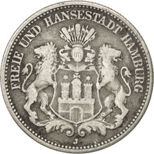 German States, 2 Mark, 1907, Hambourg, KM #612, VF(30-35), Silver, 28, 10.80