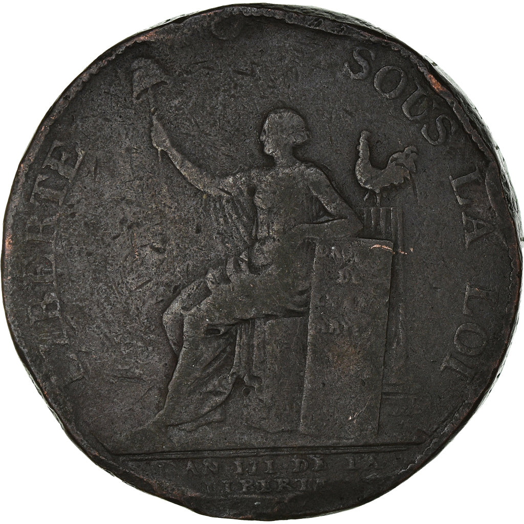 Coin, France, 2 Sols, 1791, VF(20-25), Bronze, KM:Tn23, Brandon:217