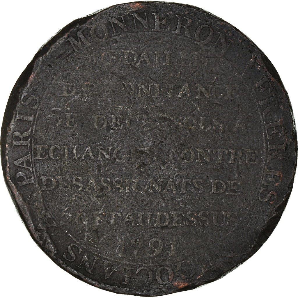 Coin, France, 2 Sols, 1791, VF(20-25), Bronze, KM:Tn23, Brandon:217