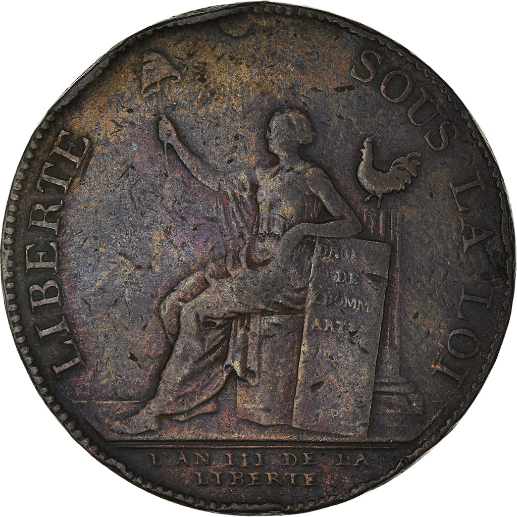 Coin, France, 2 Sols, 1791, VF(20-25), Bronze, KM:Tn23, Brandon:217