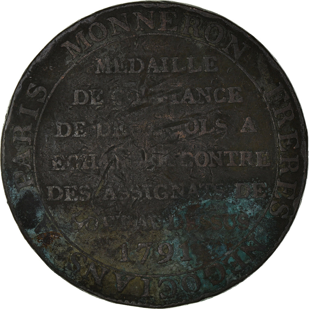 Coin, France, 2 Sols, 1791, VF(20-25), Bronze, KM:Tn23, Brandon:217
