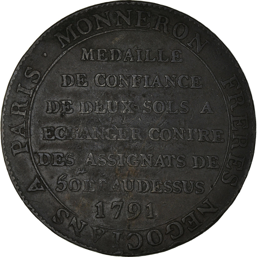 Coin, France, 2 Sols, 1791, EF(40-45), Bronze, KM:Tn23, Brandon:217