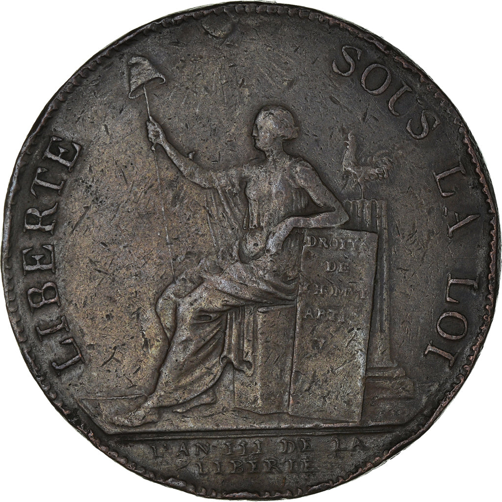 Coin, France, 2 Sols, 1791, AU(50-53), Bronze, KM:Tn23, Brandon:217