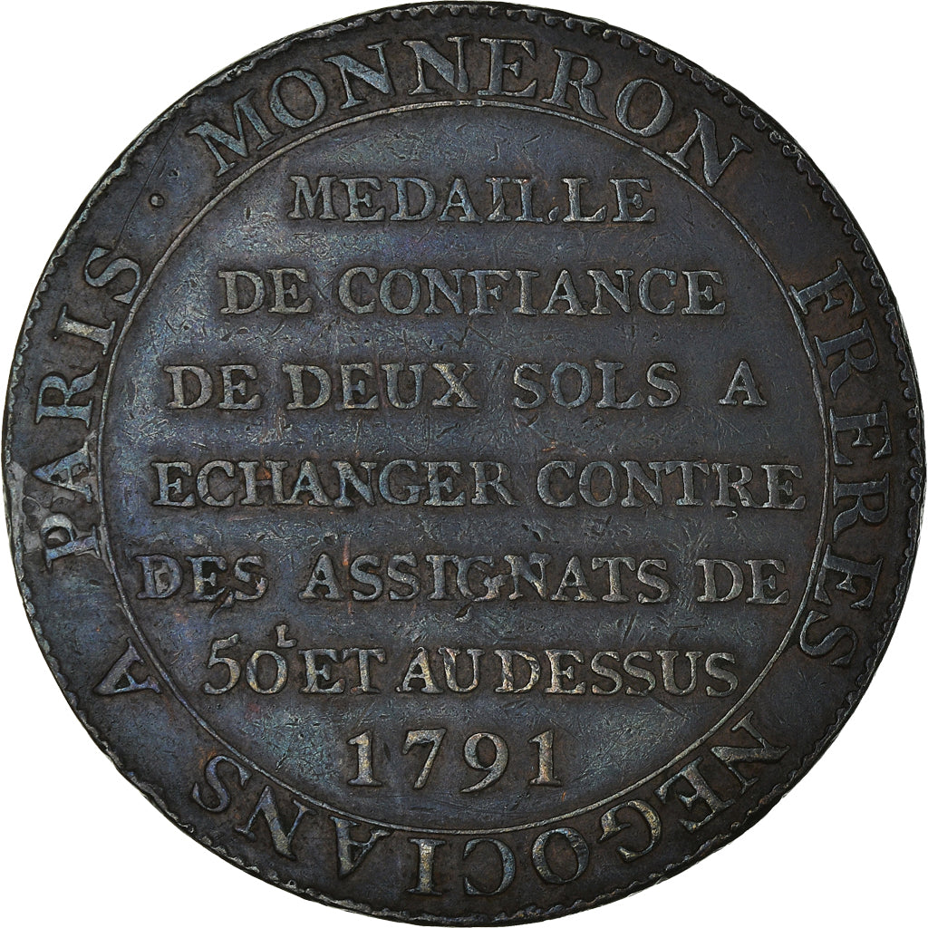 Monnaie, France, 2 Sols, 1791, TTB+, Bronze, KM:Tn23, Brandon:217