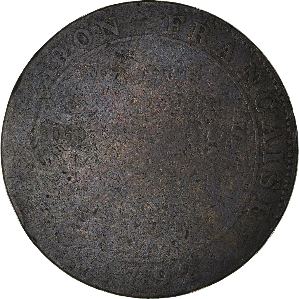 Coin, France, Monneron à la Liberté, 2 Sols, 1792, Birmingham, VF(20-25)