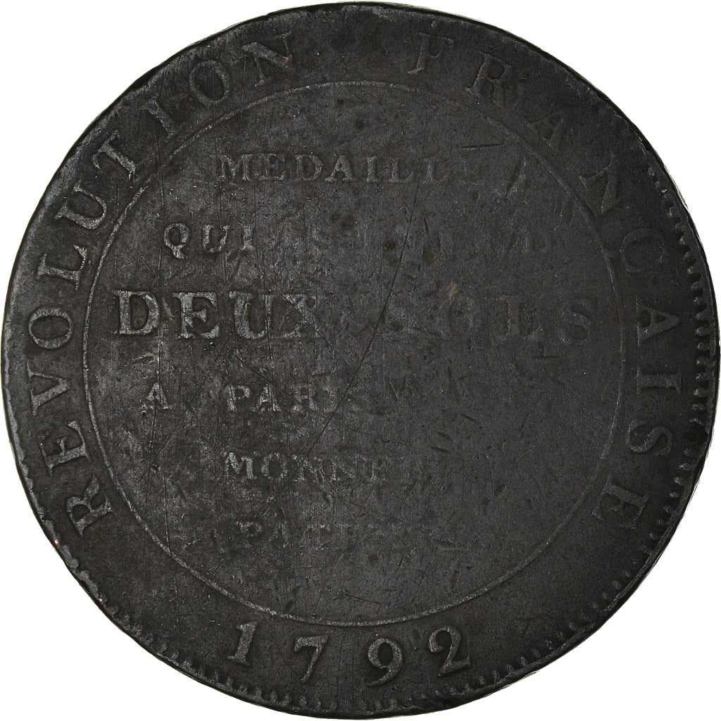 Coin, France, Monneron à la Liberté, 2 Sols, 1792, Birmingham, VF(30-35)