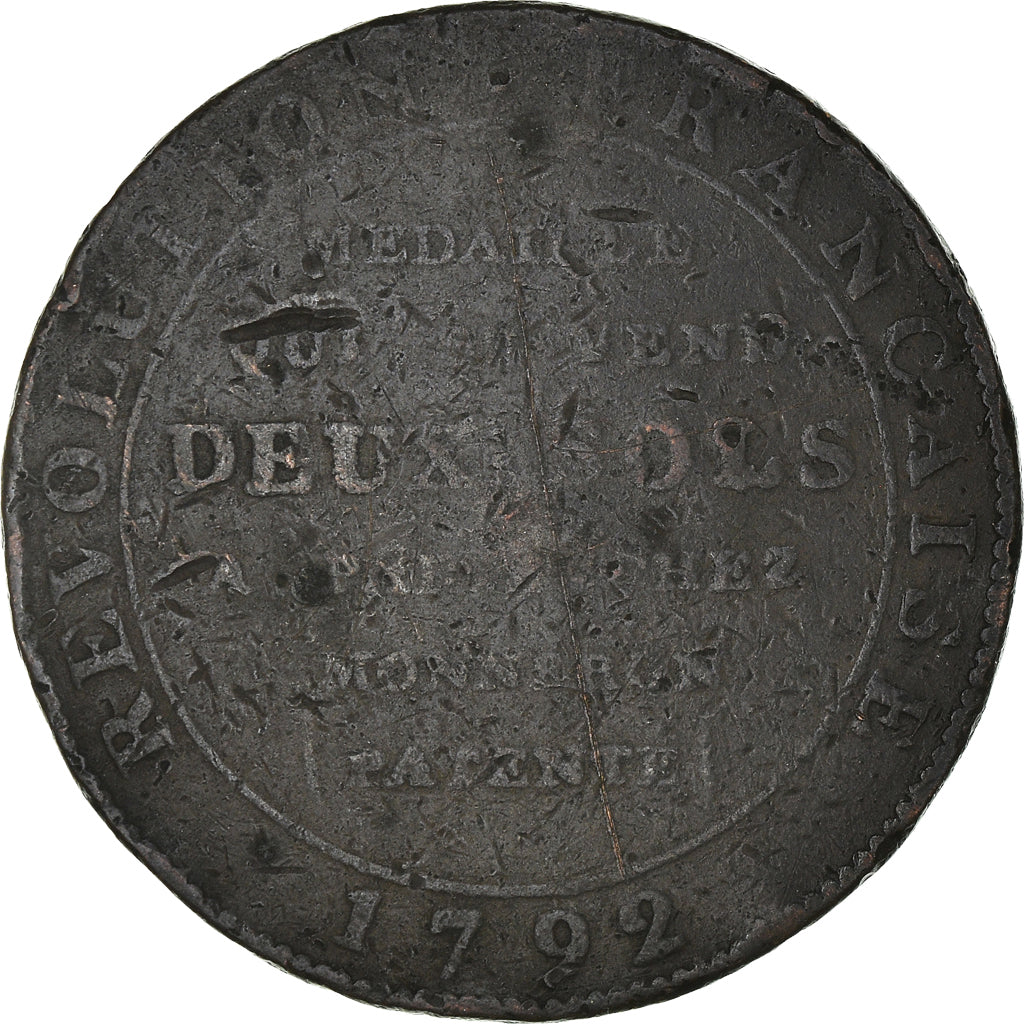 Coin, France, Monneron à la Liberté, 2 Sols, 1792, Birmingham, VF(30-35)