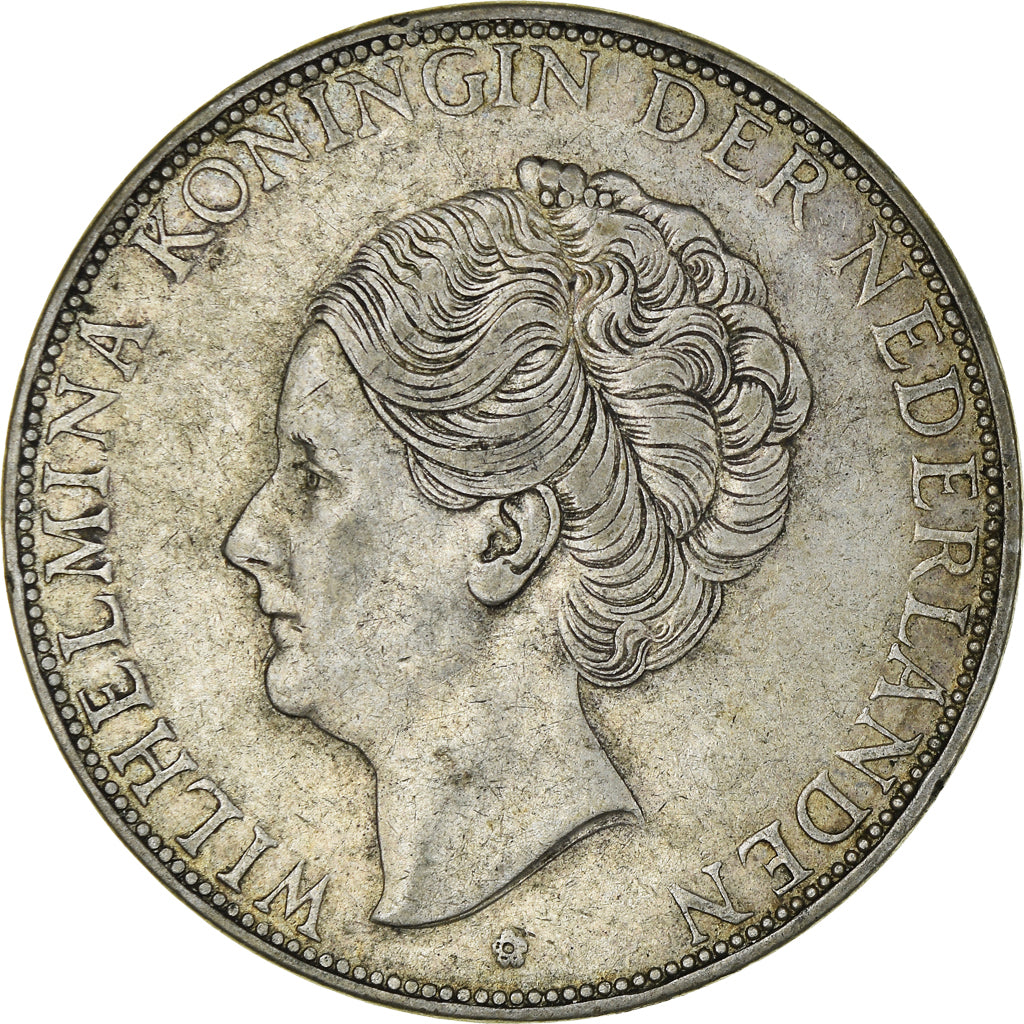 Coin, Netherlands, Wilhelmina I, 2-1/2 Gulden, 1933, AU(50-53), Silver, KM:165