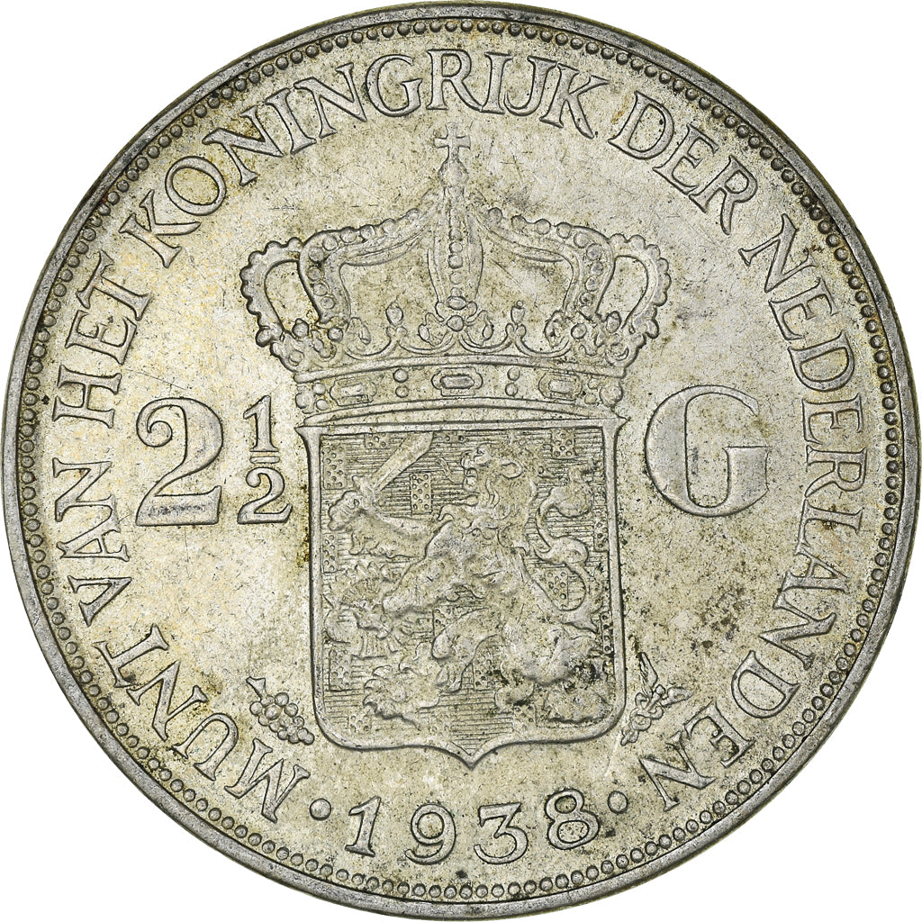 Coin, Netherlands, Wilhelmina I, 2-1/2 Gulden, 1938, MS(63), Silver, KM:165