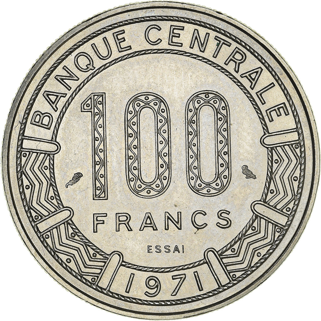 Coin, Central African Republic, 100 Francs, 1971, Paris, MS(65-70), Nickel