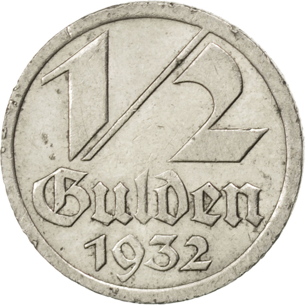 DANZIG, 1/2 Gulden, 1932, KM #153, VF(30-35), Nickel, 19.5, 2.97