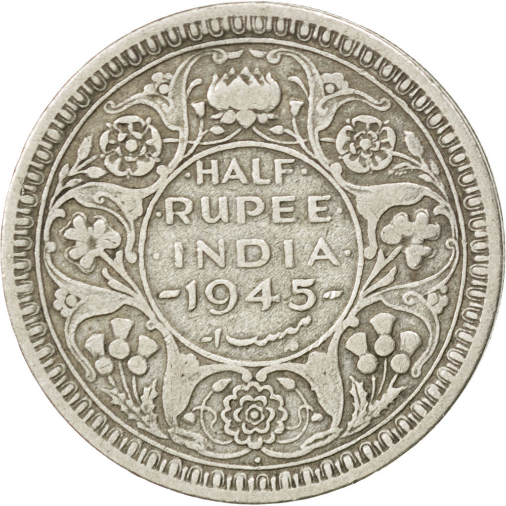 INDIA-BRITISH, 1/2 Rupee, 1945, KM #552, EF(40-45), Silver, 24.1, 5.71