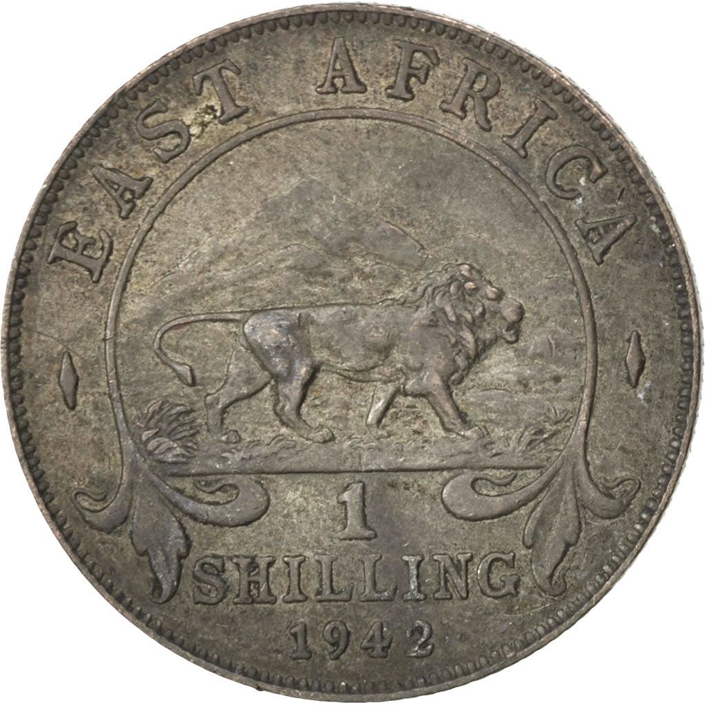 EAST AFRICA, Shilling, 1942, KM #28.1, AU(50-53), Silver, 27.7, 7.66