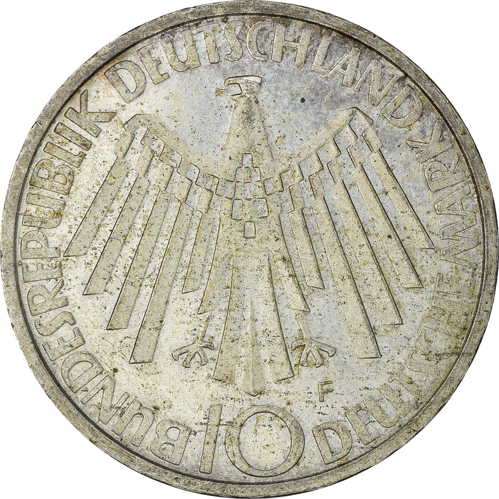 Coin, GERMANY - FEDERAL REPUBLIC, 10 Mark, 1972, Stuttgart, AU(50-53), Silver