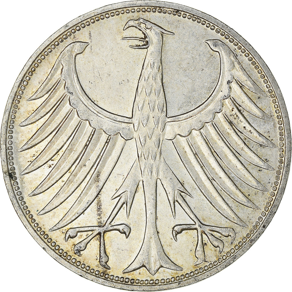 Coin, GERMANY - FEDERAL REPUBLIC, 5 Mark, 1970, Karlsruhe, AU(55-58), Silver