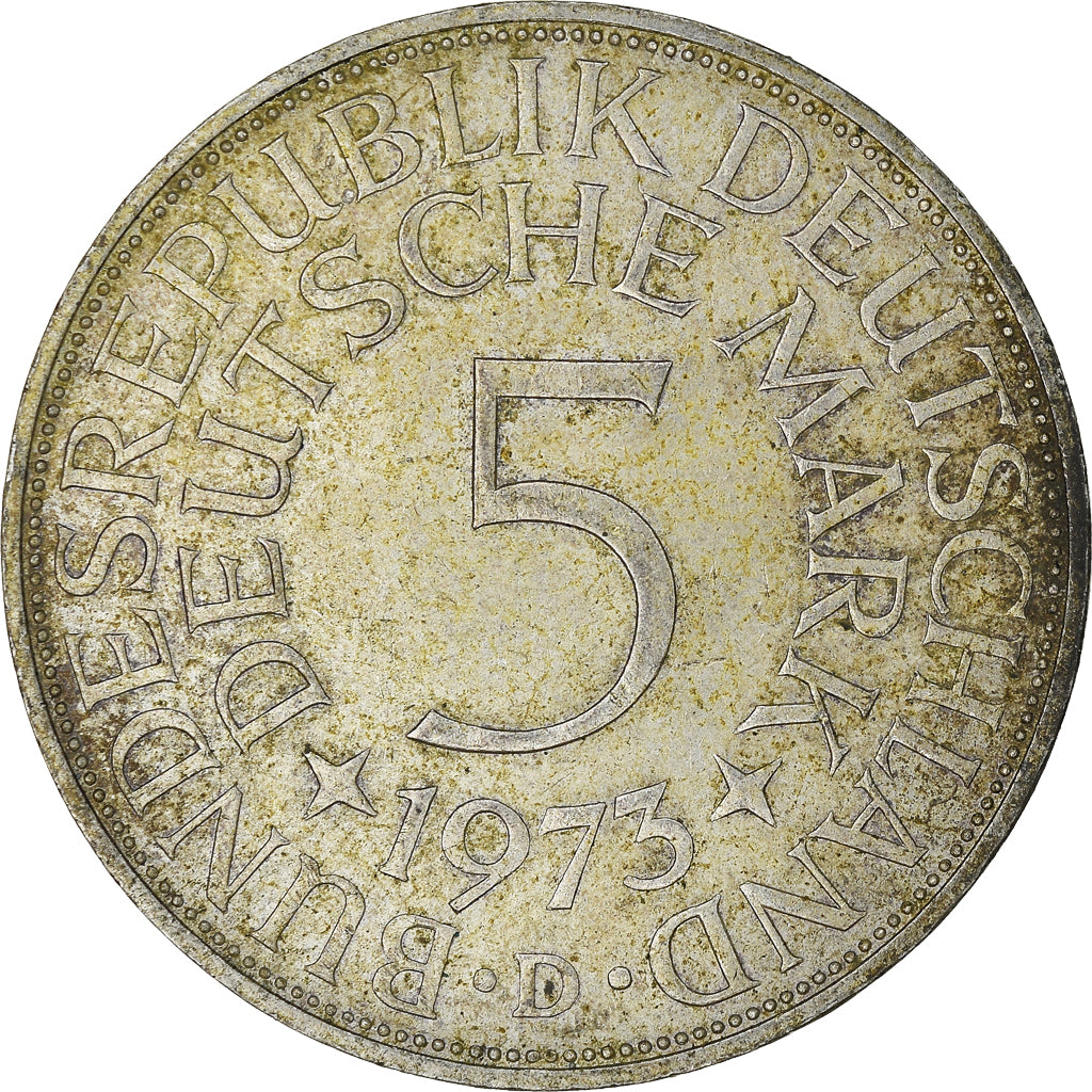 Moneta, GERMANIA - REPUBBLICA FEDERALE, 5 Mark, 1973, Munich, BB+, Argento