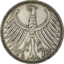 Coin, GERMANY - FEDERAL REPUBLIC, 5 Mark, 1964, Stuttgart, EF(40-45), Silver