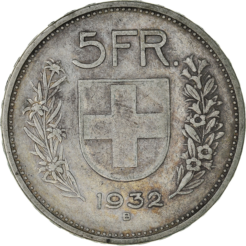 Coin, Switzerland, 5 Francs, 1932, Bern, EF(40-45), Silver, KM:40