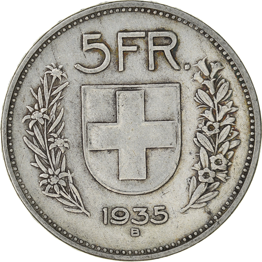 Coin, Switzerland, 5 Francs, 1935, Bern, EF(40-45), Silver, KM:40